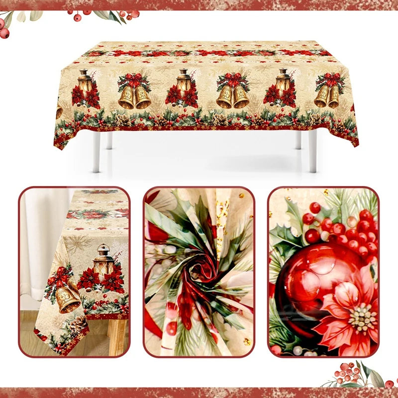 Cream Vintage-Style Christmas Tablecloth