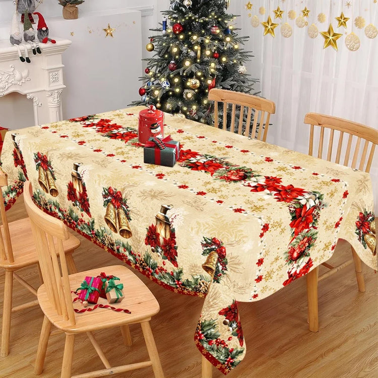 Cream Vintage-Style Christmas Tablecloth