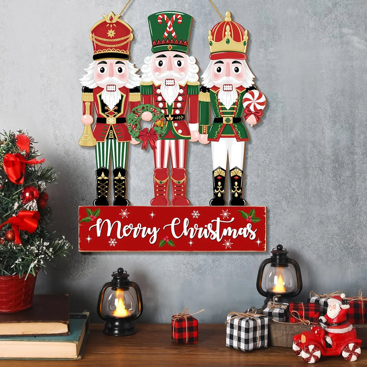 Nutcracker Soldiers Merry Christmas Wooden Decoration