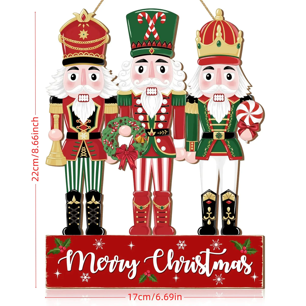 Nutcracker Soldiers Merry Christmas Wooden Decoration