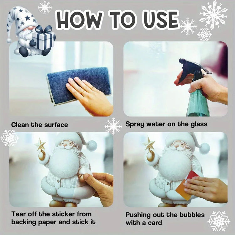 Christmas Snowman Static-Cling Window Decorations