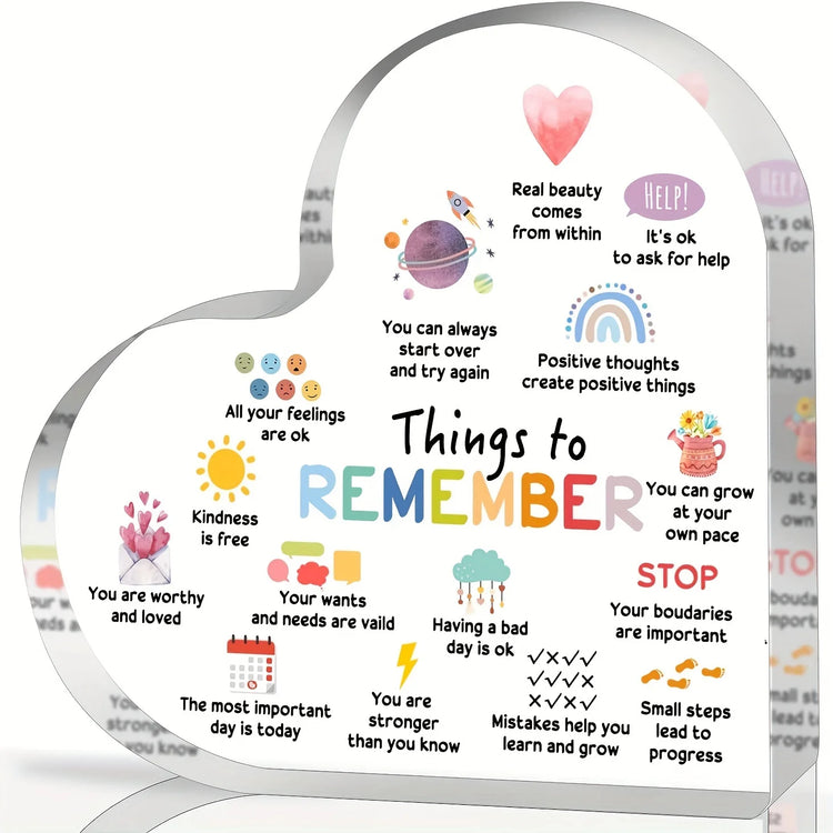 Things to Remember Heart-Shaped Desk Plaque