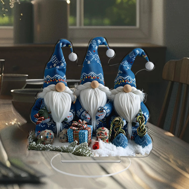 Christmas Blue Gnome Acrylic Table Decoration