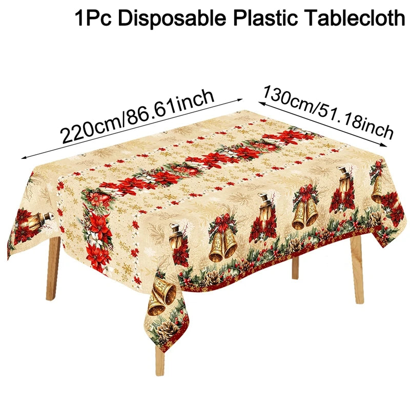 Cream Vintage-Style Christmas Tablecloth