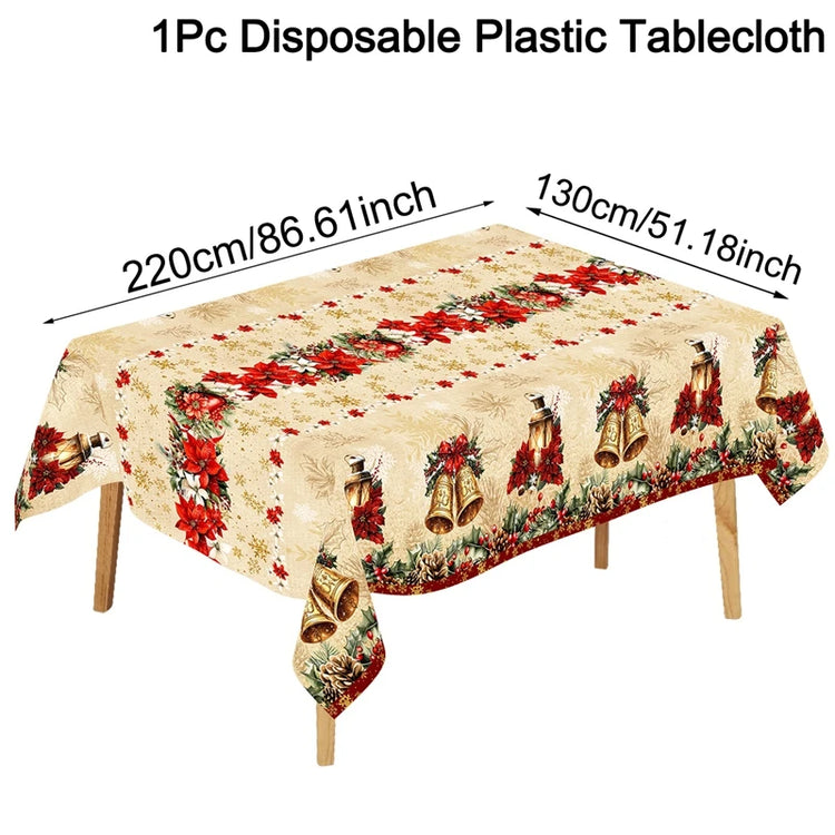 Cream Vintage-Style Christmas Tablecloth