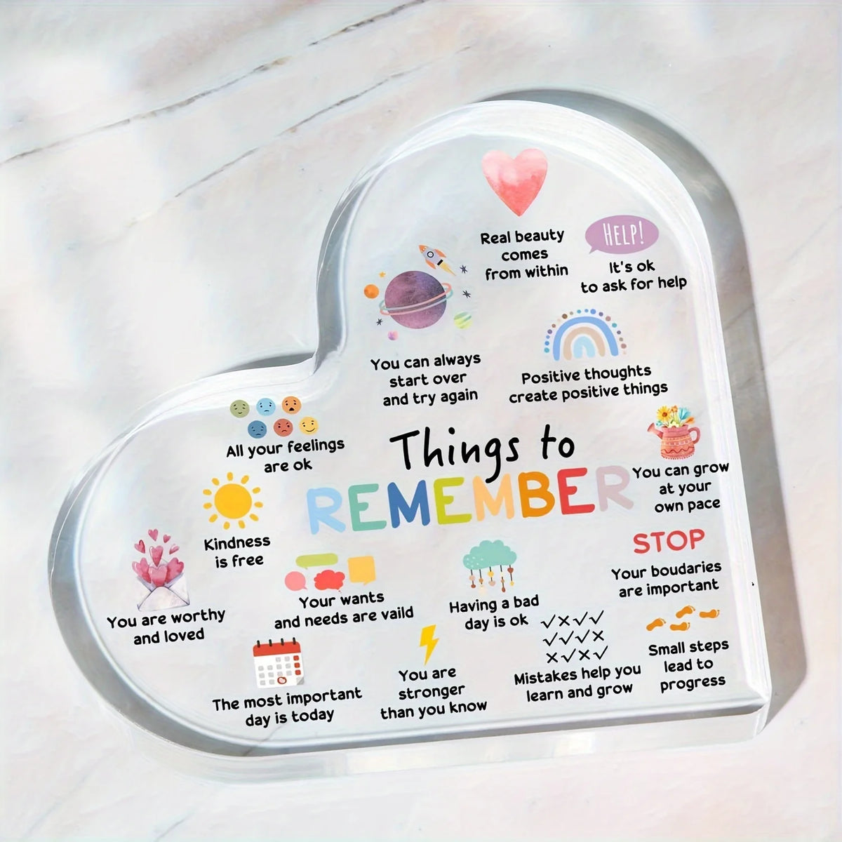 Things to Remember Heart-Shaped Desk Plaque