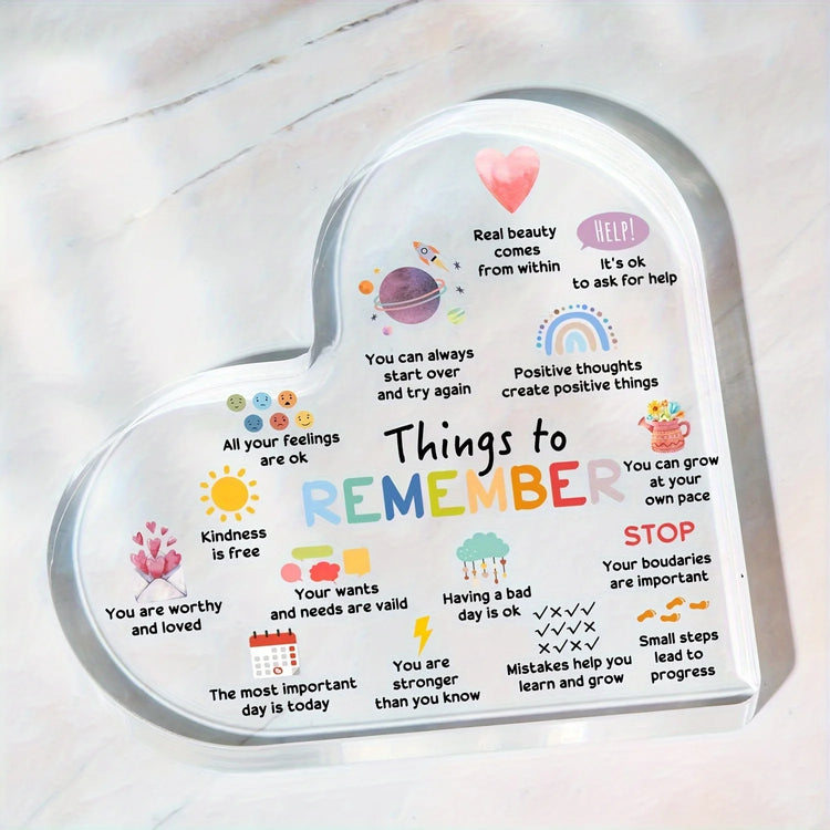Things to Remember Heart-Shaped Desk Plaque