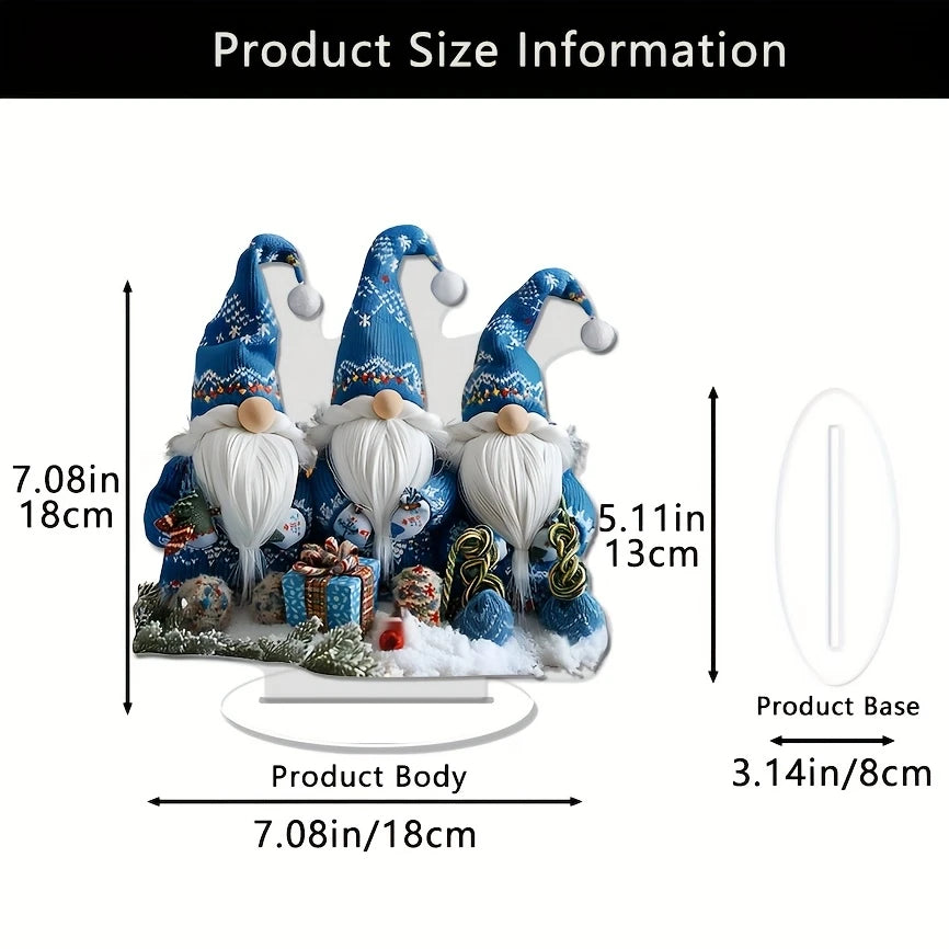 Christmas Blue Gnome Acrylic Table Decoration