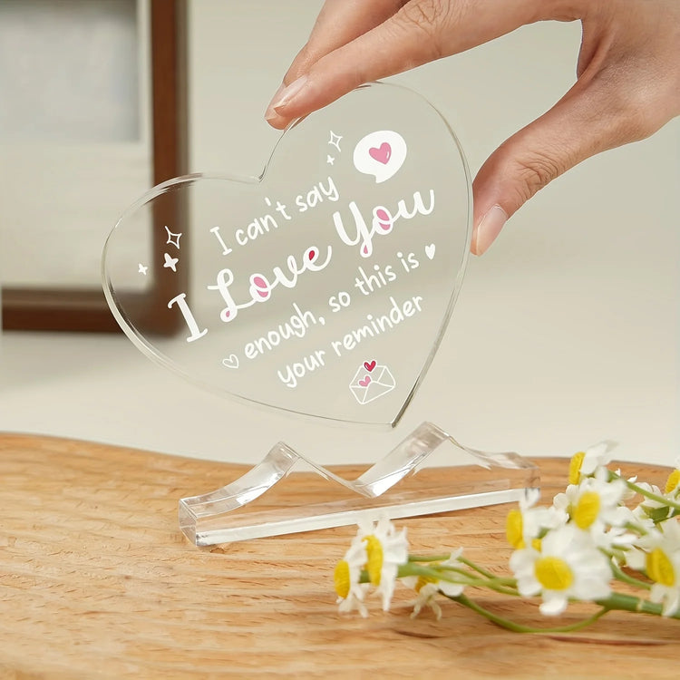 I Love You Heart-Shaped Plaque with Stand