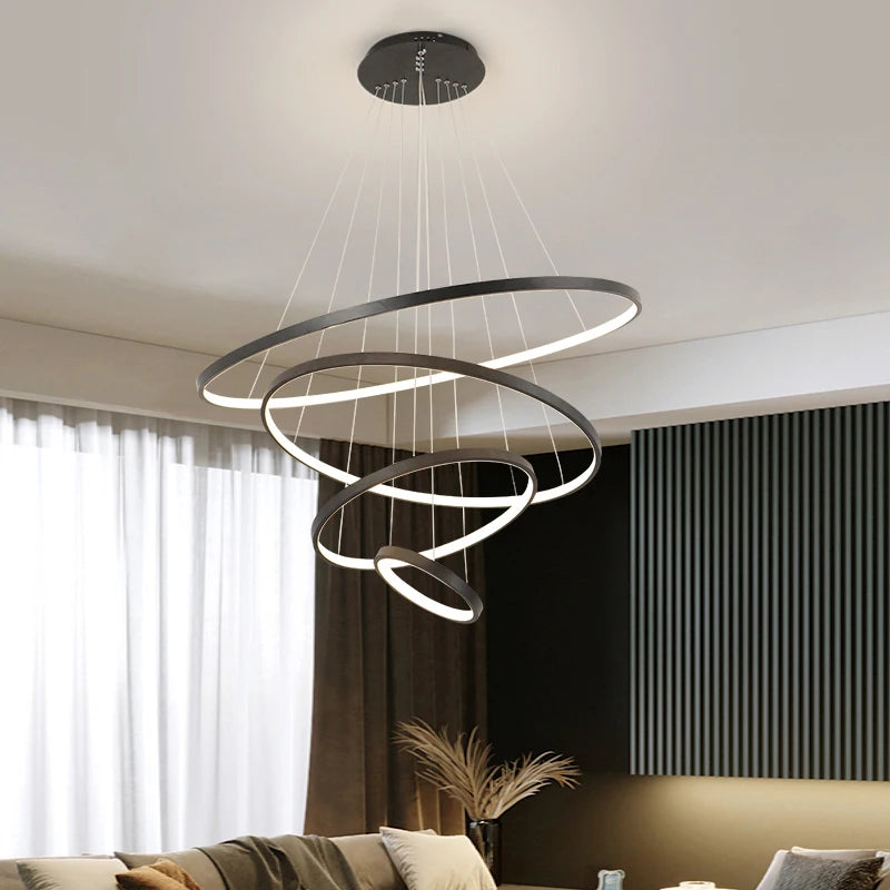 Modern LED Ring Chandelier, 1 to 4 Rings