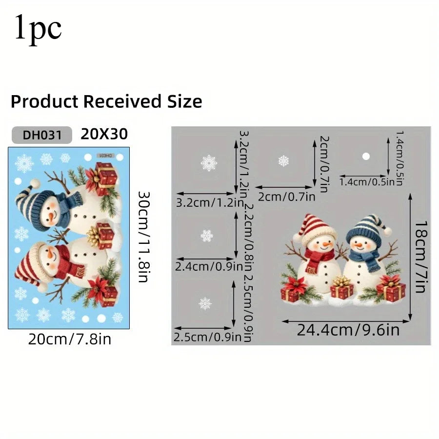 Christmas Snowman Static-Cling Window Decorations
