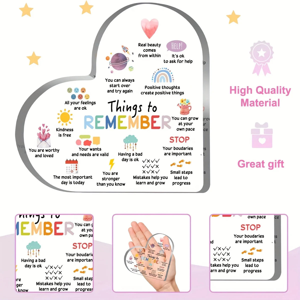 Things to Remember Heart-Shaped Desk Plaque