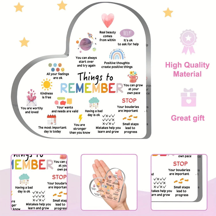 Things to Remember Heart-Shaped Desk Plaque