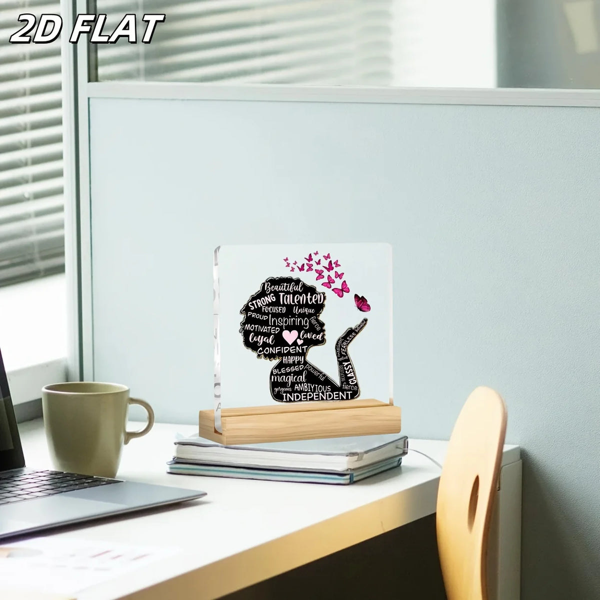 Inspirational Woman Silhouette Desk Plaque with Stand