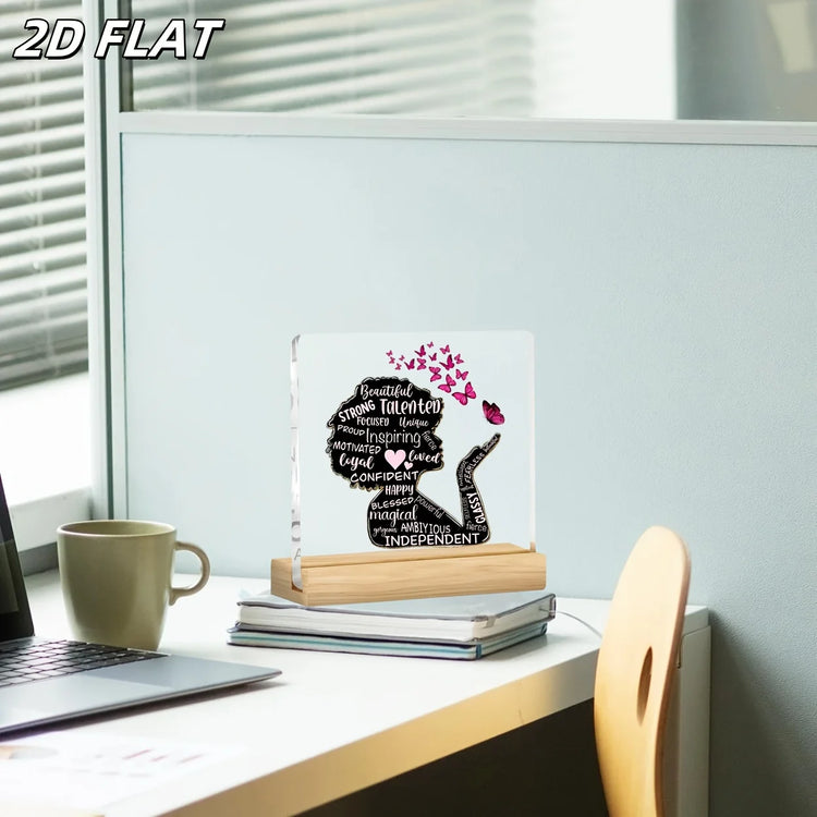 Inspirational Woman Silhouette Desk Plaque with Stand