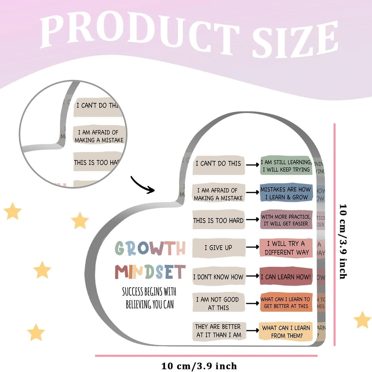 Growth Mindset Heart-Shaped Desk Plaque