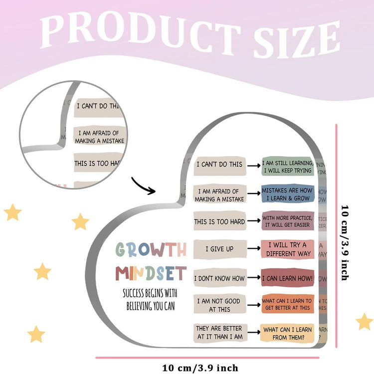 Growth Mindset Heart-Shaped Desk Plaque