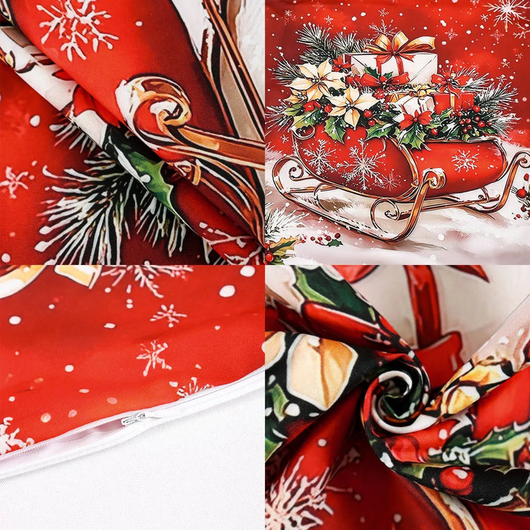 Red Christmas Cushion Covers – Set of 4