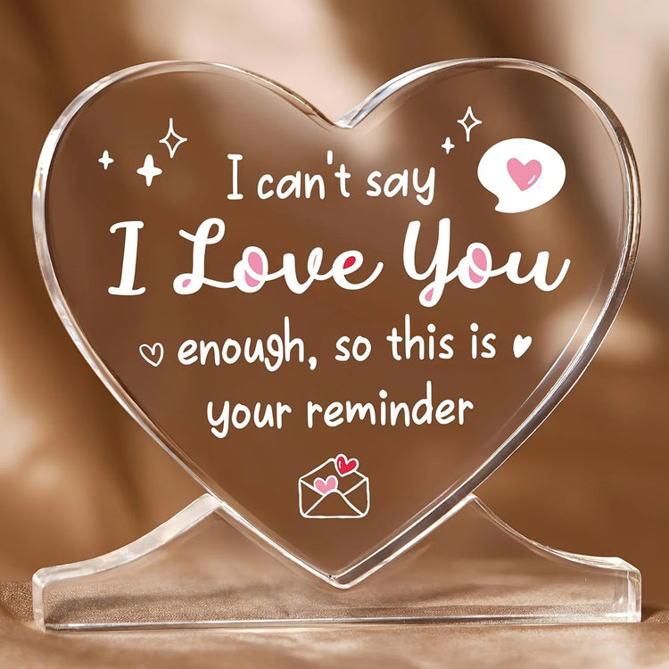 I Love You Heart-Shaped Plaque with Stand