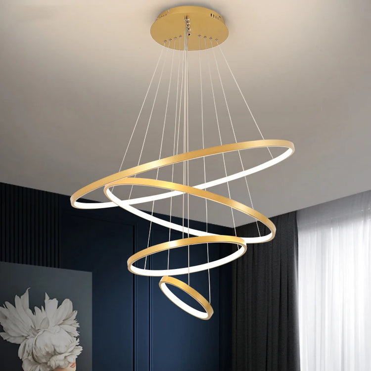 Modern LED Ring Chandelier, 1 to 4 Rings
