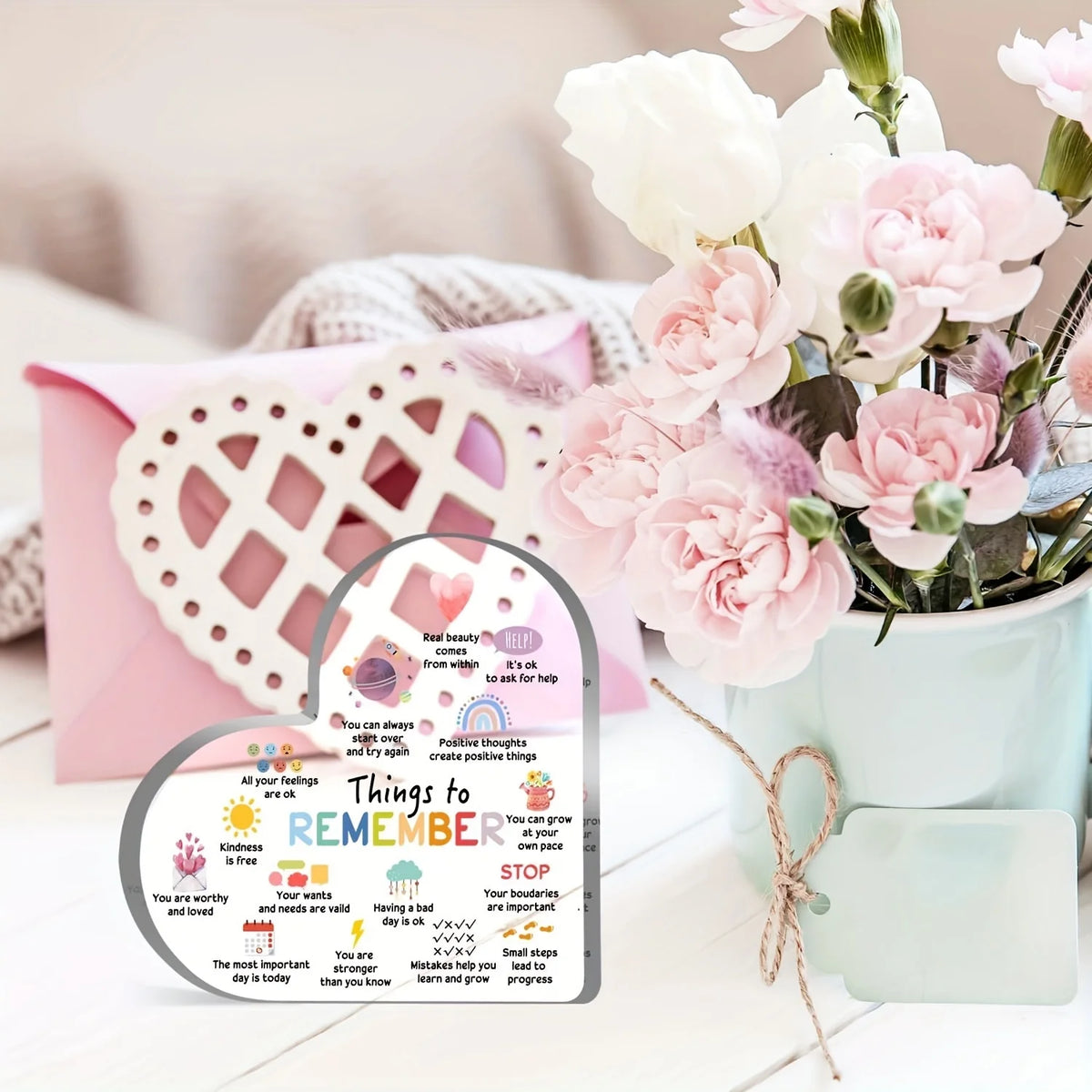 Things to Remember Heart-Shaped Desk Plaque