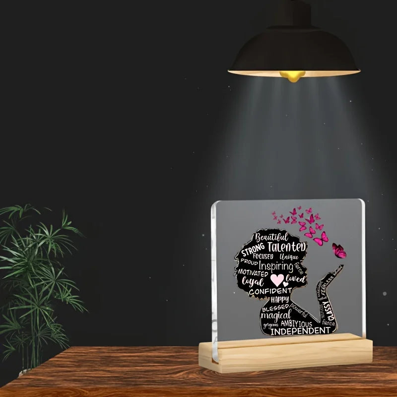 Inspirational Woman Silhouette Desk Plaque with Stand