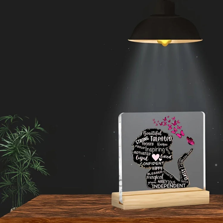 Inspirational Woman Silhouette Desk Plaque with Stand