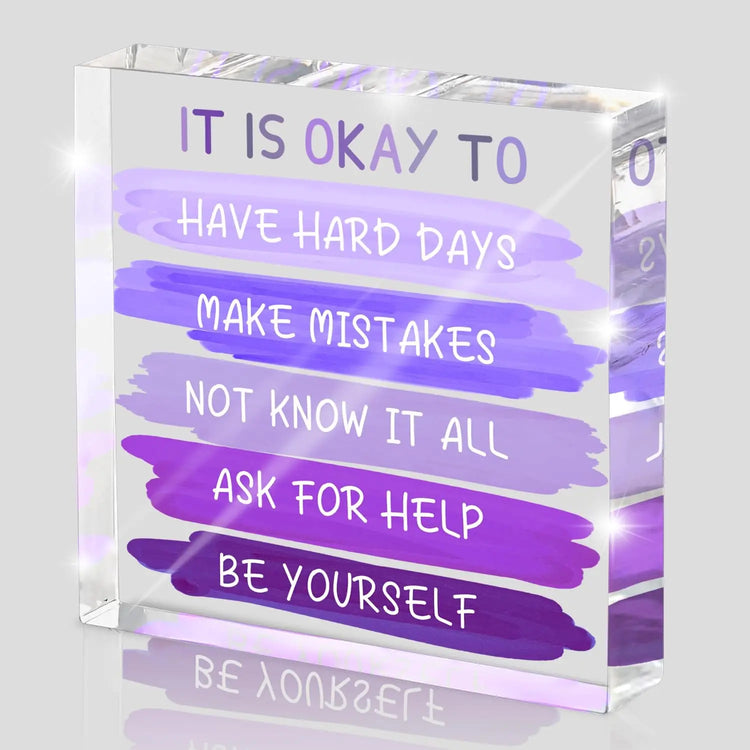 It Is Okay To Purple Desk Plaque