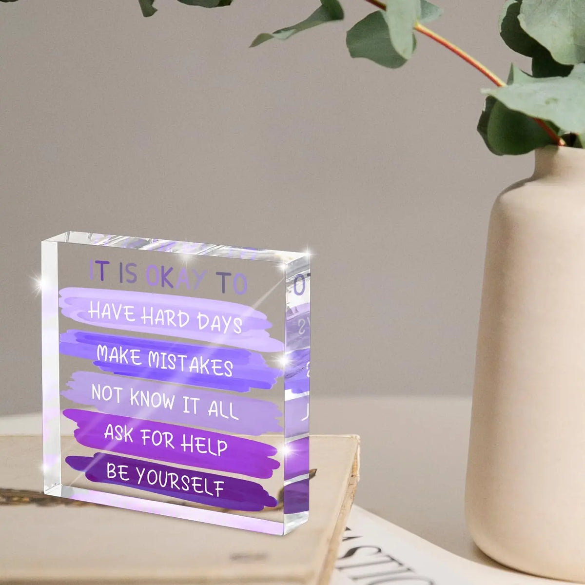 It Is Okay To Purple Desk Plaque