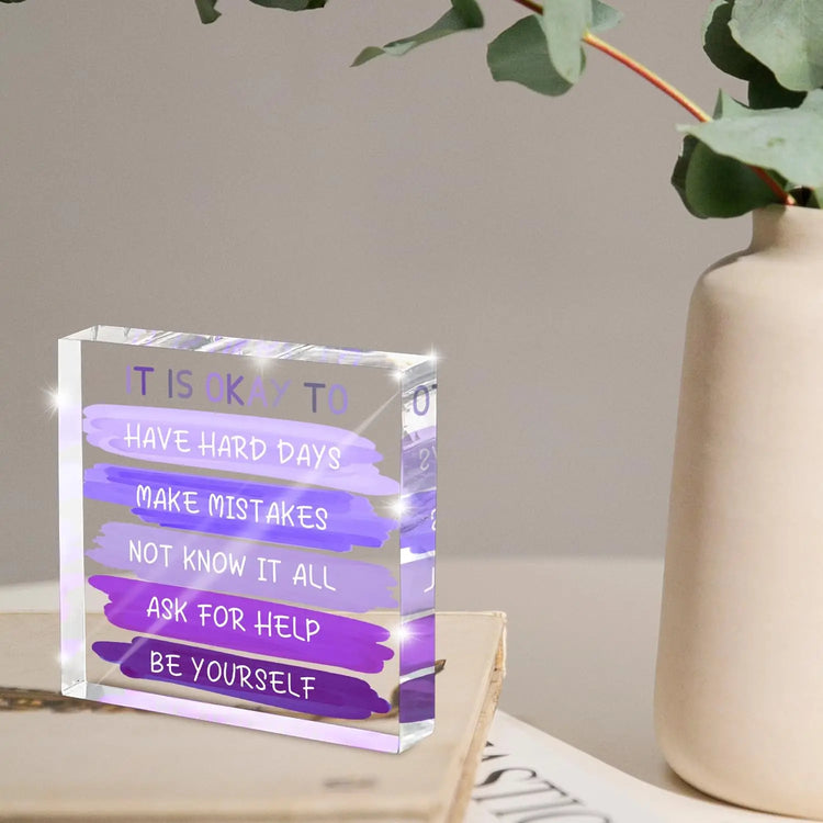 It Is Okay To Purple Desk Plaque