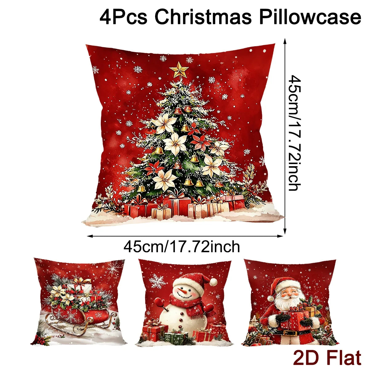 Red Christmas Cushion Covers – Set of 4