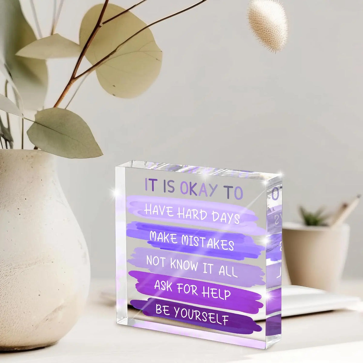 It Is Okay To Purple Desk Plaque