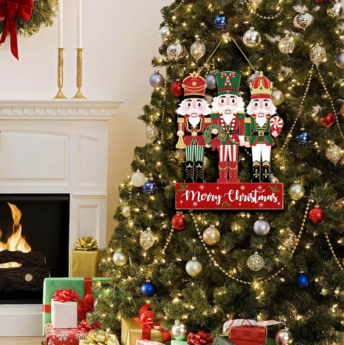Nutcracker Soldiers Merry Christmas Wooden Decoration