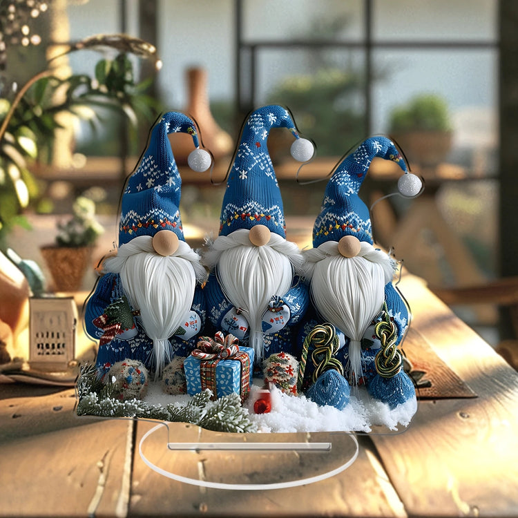 Christmas Blue Gnome Acrylic Table Decoration