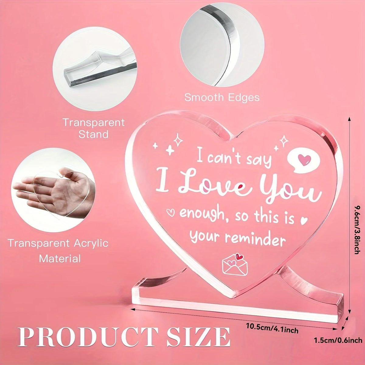 I Love You Heart-Shaped Plaque with Stand