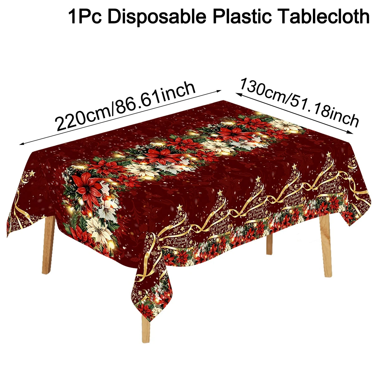 Red Poinsettia Christmas Tablecloth