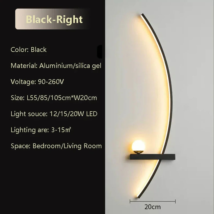Black LED Strip Wall Light, 55cm or 105cm