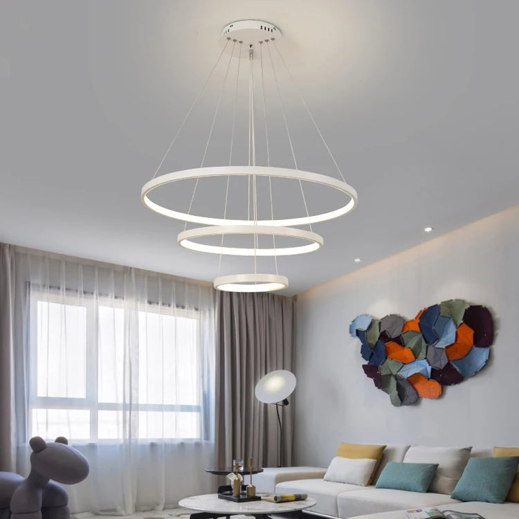 Modern LED Ring Chandelier, 1 to 4 Rings