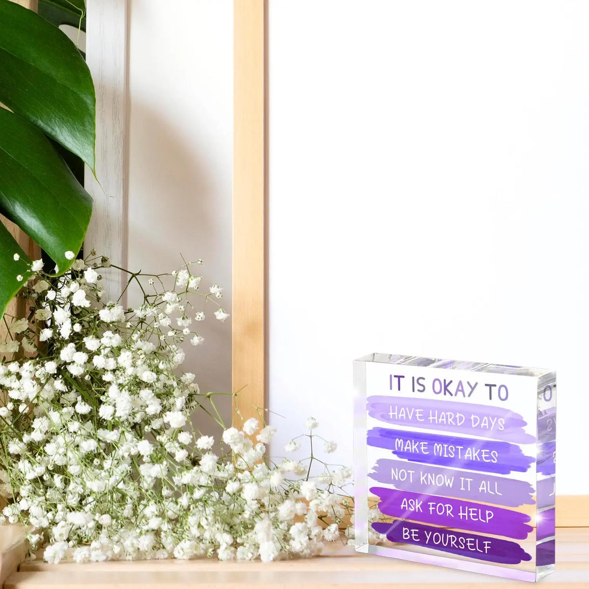 It Is Okay To Purple Desk Plaque