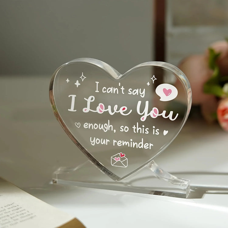 I Love You Heart-Shaped Plaque with Stand