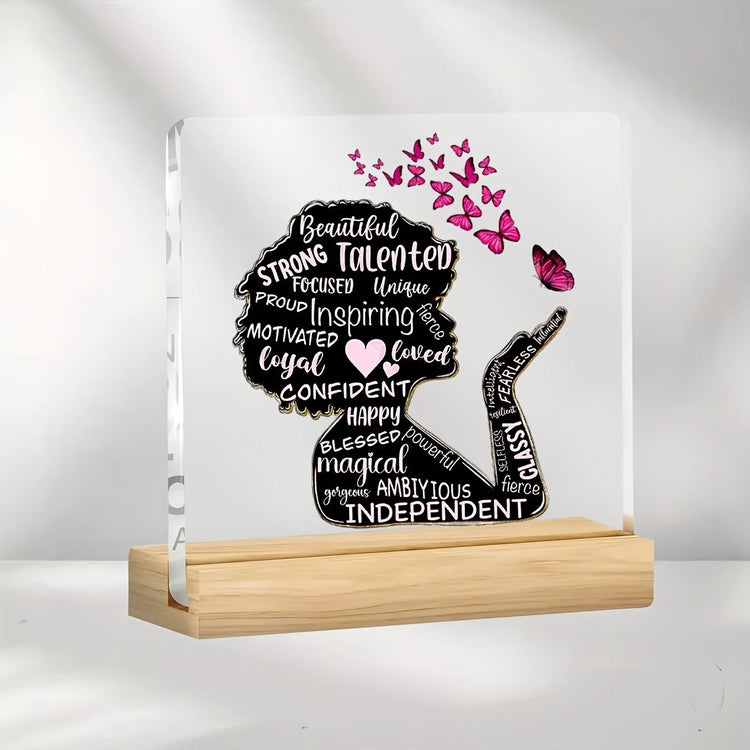 Inspirational Woman Silhouette Desk Plaque with Stand